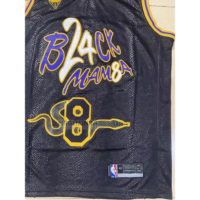 Maglia
 Kobe Bryant NO 8 Los Angeles Lakers Black Mamba Snakeskin Nero
